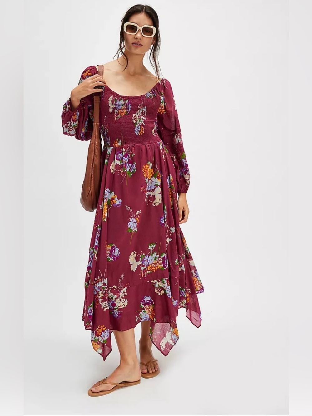 Free People Morning Glory Maxi Dress, floral in pink plum purple Dark Romance
